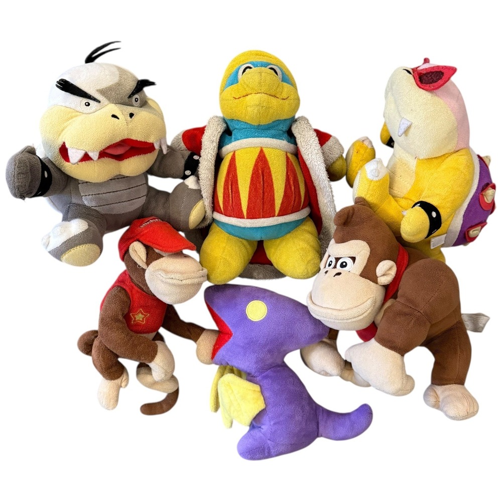 Nintendo‎ Plush Lot of 6 – King Dedede Donkey Kong Bowser Roy Iggy Diddy Kong